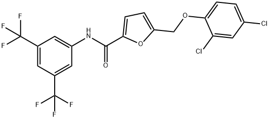 N-[3,5-bis(trifluoromethyl)phenyl]-5-[(2,4-dichlorophenoxy)methyl]-2-furamide Struktur