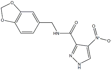 N-(1,3-benzodioxol-5-ylmethyl)-4-nitro-1H-pyrazole-3-carboxamide Struktur