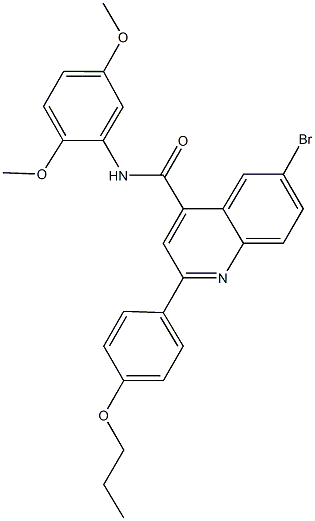 6-bromo-N-(2,5-dimethoxyphenyl)-2-(4-propoxyphenyl)-4-quinolinecarboxamide Struktur