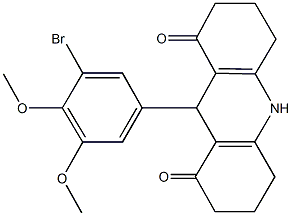 9-(3-bromo-4,5-dimethoxyphenyl)-3,4,6,7,9,10-hexahydro-1,8(2H,5H)-acridinedione Struktur