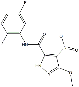 N-(5-fluoro-2-methylphenyl)-4-nitro-3-methoxy-1H-pyrazole-5-carboxamide Struktur