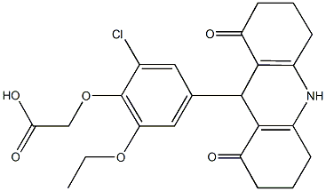 [2-chloro-4-(1,8-dioxo-1,2,3,4,5,6,7,8,9,10-decahydro-9-acridinyl)-6-ethoxyphenoxy]acetic acid Struktur