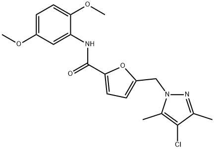 5-[(4-chloro-3,5-dimethyl-1H-pyrazol-1-yl)methyl]-N-(2,5-dimethoxyphenyl)-2-furamide Struktur