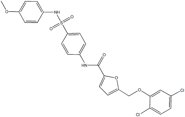 5-[(2,5-dichlorophenoxy)methyl]-N-{4-[(4-methoxyanilino)sulfonyl]phenyl}-2-furamide Struktur