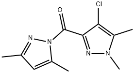 4-chloro-3-[(3,5-dimethyl-1H-pyrazol-1-yl)carbonyl]-1,5-dimethyl-1H-pyrazole Struktur