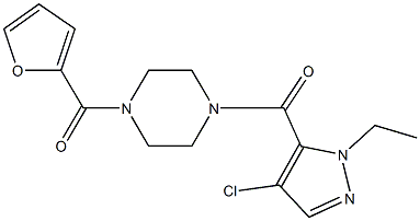 1-[(4-chloro-1-ethyl-1H-pyrazol-5-yl)carbonyl]-4-(2-furoyl)piperazine Struktur