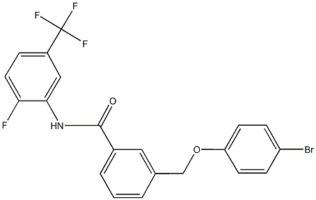 3-[(4-bromophenoxy)methyl]-N-[2-fluoro-5-(trifluoromethyl)phenyl]benzamide Struktur