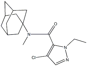 N-(1-adamantyl)-4-chloro-1-ethyl-N-methyl-1H-pyrazole-5-carboxamide Struktur