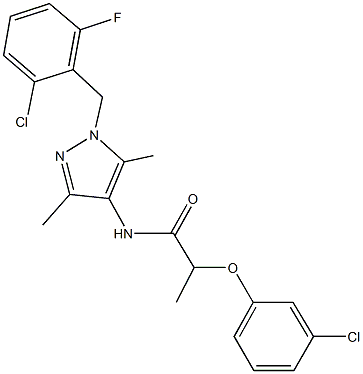 N-[1-(2-chloro-6-fluorobenzyl)-3,5-dimethyl-1H-pyrazol-4-yl]-2-(3-chlorophenoxy)propanamide Struktur