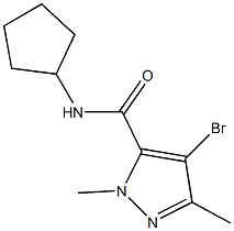 4-bromo-N-cyclopentyl-1,3-dimethyl-1H-pyrazole-5-carboxamide Struktur