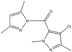 4-chloro-5-[(3,5-dimethyl-1H-pyrazol-1-yl)carbonyl]-1,3-dimethyl-1H-pyrazole Struktur