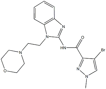 4-bromo-1-methyl-N-{1-[2-(4-morpholinyl)ethyl]-1H-benzimidazol-2-yl}-1H-pyrazole-3-carboxamide Struktur