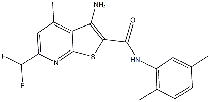 3-amino-6-(difluoromethyl)-N-(2,5-dimethylphenyl)-4-methylthieno[2,3-b]pyridine-2-carboxamide Struktur