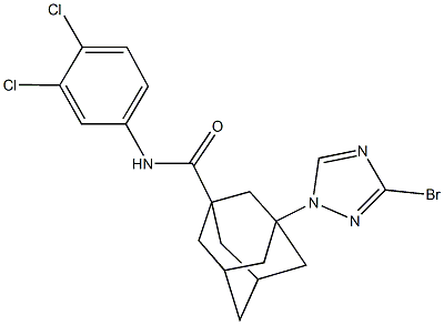 3-(3-bromo-1H-1,2,4-triazol-1-yl)-N-(3,4-dichlorophenyl)-1-adamantanecarboxamide Struktur