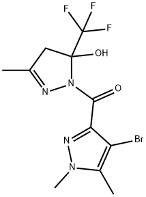 1-[(4-bromo-1,5-dimethyl-1H-pyrazol-3-yl)carbonyl]-3-methyl-5-(trifluoromethyl)-4,5-dihydro-1H-pyrazol-5-ol Struktur