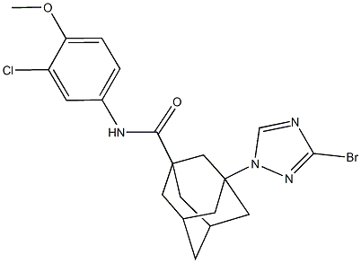 3-(3-bromo-1H-1,2,4-triazol-1-yl)-N-(3-chloro-4-methoxyphenyl)-1-adamantanecarboxamide Struktur