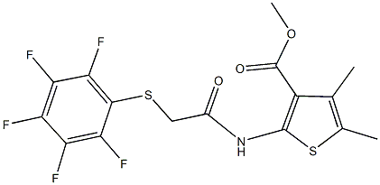 methyl 4,5-dimethyl-2-({[(2,3,4,5,6-pentafluorophenyl)sulfanyl]acetyl}amino)-3-thiophenecarboxylate Struktur