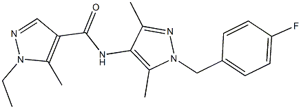 1-ethyl-N-[1-(4-fluorobenzyl)-3,5-dimethyl-1H-pyrazol-4-yl]-5-methyl-1H-pyrazole-4-carboxamide Struktur