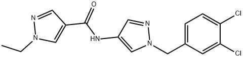 N-[1-(3,4-dichlorobenzyl)-1H-pyrazol-4-yl]-1-ethyl-1H-pyrazole-4-carboxamide Struktur