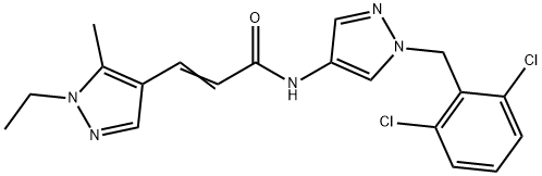 N-[1-(2,6-dichlorobenzyl)-1H-pyrazol-4-yl]-3-(1-ethyl-5-methyl-1H-pyrazol-4-yl)acrylamide Struktur