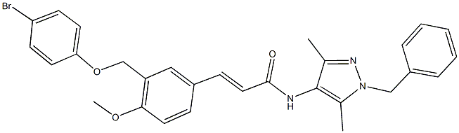 N-(1-benzyl-3,5-dimethyl-1H-pyrazol-4-yl)-3-{3-[(4-bromophenoxy)methyl]-4-methoxyphenyl}acrylamide Struktur