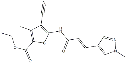 ethyl 4-cyano-3-methyl-5-{[3-(1-methyl-1H-pyrazol-4-yl)acryloyl]amino}-2-thiophenecarboxylate Struktur