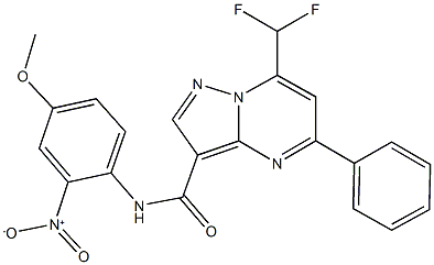 7-(difluoromethyl)-N-{2-nitro-4-methoxyphenyl}-5-phenylpyrazolo[1,5-a]pyrimidine-3-carboxamide Struktur