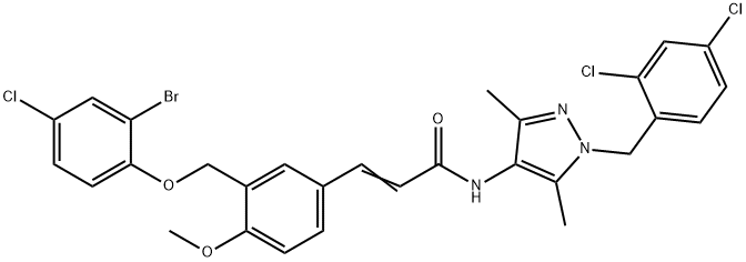 3-{3-[(2-bromo-4-chlorophenoxy)methyl]-4-methoxyphenyl}-N-[1-(2,4-dichlorobenzyl)-3,5-dimethyl-1H-pyrazol-4-yl]acrylamide Struktur