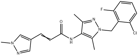 N-[1-(2-chloro-6-fluorobenzyl)-3,5-dimethyl-1H-pyrazol-4-yl]-3-(1-methyl-1H-pyrazol-4-yl)acrylamide Struktur