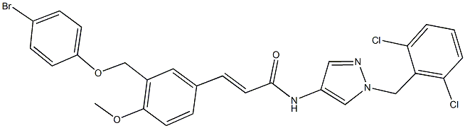 3-{3-[(4-bromophenoxy)methyl]-4-methoxyphenyl}-N-[1-(2,6-dichlorobenzyl)-1H-pyrazol-4-yl]acrylamide Struktur