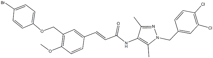 3-{3-[(4-bromophenoxy)methyl]-4-methoxyphenyl}-N-[1-(3,4-dichlorobenzyl)-3,5-dimethyl-1H-pyrazol-4-yl]acrylamide Struktur