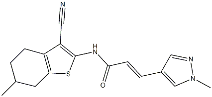 N-(3-cyano-6-methyl-4,5,6,7-tetrahydro-1-benzothien-2-yl)-3-(1-methyl-1H-pyrazol-4-yl)acrylamide Struktur