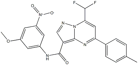 7-(difluoromethyl)-N-{3-nitro-5-methoxyphenyl}-5-(4-methylphenyl)pyrazolo[1,5-a]pyrimidine-3-carboxamide Struktur