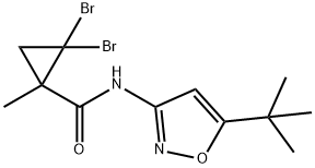 2,2-dibromo-N-(5-tert-butyl-3-isoxazolyl)-1-methylcyclopropanecarboxamide Struktur