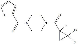 1-[(2,2-dibromo-1-methylcyclopropyl)carbonyl]-4-(2-furoyl)piperazine Struktur