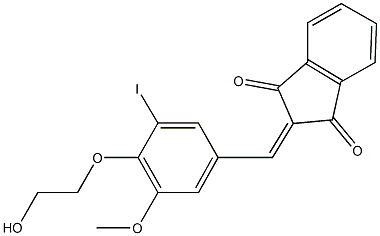 2-[4-(2-hydroxyethoxy)-3-iodo-5-methoxybenzylidene]-1H-indene-1,3(2H)-dione Struktur