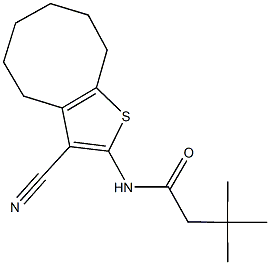 N-(3-cyano-4,5,6,7,8,9-hexahydrocycloocta[b]thien-2-yl)-3,3-dimethylbutanamide Struktur