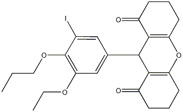 9-(3-ethoxy-5-iodo-4-propoxyphenyl)-3,4,5,6,7,9-hexahydro-1H-xanthene-1,8(2H)-dione Struktur