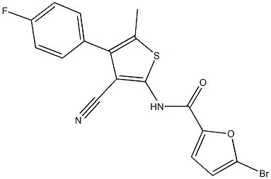 5-bromo-N-[3-cyano-4-(4-fluorophenyl)-5-methyl-2-thienyl]-2-furamide Struktur