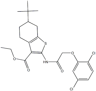 ethyl 6-tert-butyl-2-{[(2,5-dichlorophenoxy)acetyl]amino}-4,5,6,7-tetrahydro-1-benzothiophene-3-carboxylate Struktur