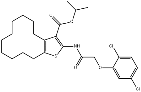 isopropyl 2-{[(2,5-dichlorophenoxy)acetyl]amino}-4,5,6,7,8,9,10,11,12,13-decahydrocyclododeca[b]thiophene-3-carboxylate Struktur