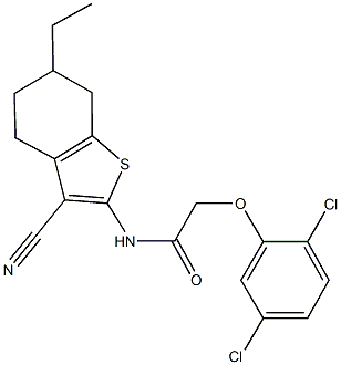 N-(3-cyano-6-ethyl-4,5,6,7-tetrahydro-1-benzothien-2-yl)-2-(2,5-dichlorophenoxy)acetamide Struktur