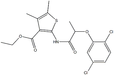 ethyl 2-{[2-(2,5-dichlorophenoxy)propanoyl]amino}-4,5-dimethyl-3-thiophenecarboxylate Struktur