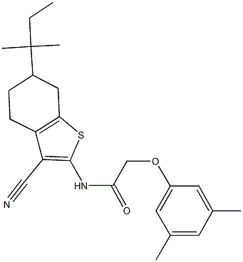 N-(3-cyano-6-tert-pentyl-4,5,6,7-tetrahydro-1-benzothien-2-yl)-2-(3,5-dimethylphenoxy)acetamide Struktur