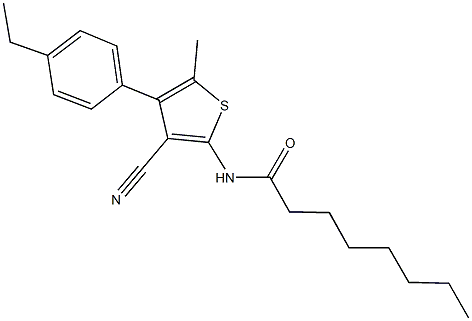 N-[3-cyano-4-(4-ethylphenyl)-5-methyl-2-thienyl]octanamide Struktur