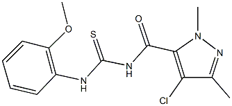 N-[(4-chloro-1,3-dimethyl-1H-pyrazol-5-yl)carbonyl]-N'-(2-methoxyphenyl)thiourea Struktur