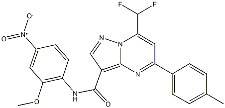 7-(difluoromethyl)-N-{4-nitro-2-methoxyphenyl}-5-(4-methylphenyl)pyrazolo[1,5-a]pyrimidine-3-carboxamide Struktur