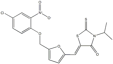 5-{[5-({4-chloro-2-nitrophenoxy}methyl)-2-furyl]methylene}-3-isopropyl-2-thioxo-1,3-thiazolidin-4-one Struktur