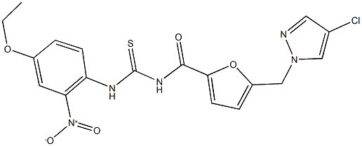 N-{5-[(4-chloro-1H-pyrazol-1-yl)methyl]-2-furoyl}-N'-{4-ethoxy-2-nitrophenyl}thiourea Struktur