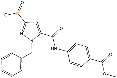 methyl 4-[({1-benzyl-3-nitro-1H-pyrazol-5-yl}carbonyl)amino]benzoate Struktur